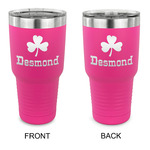 St. Patrick's Day 30 oz Stainless Steel Tumbler - Pink - Double Sided (Personalized)