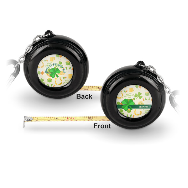 St. Patrick's Day 6-Ft Pocket Tape Measure with Carabiner Hook - Front and Back