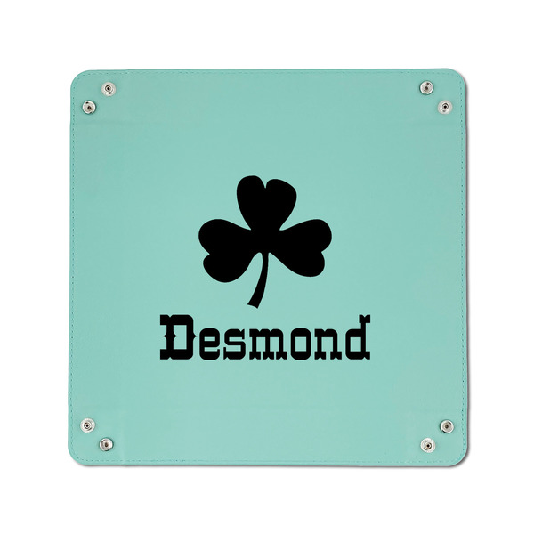 St. Patrick's Day 6" x 6" Teal Leatherette Snap Up Tray - APPROVAL