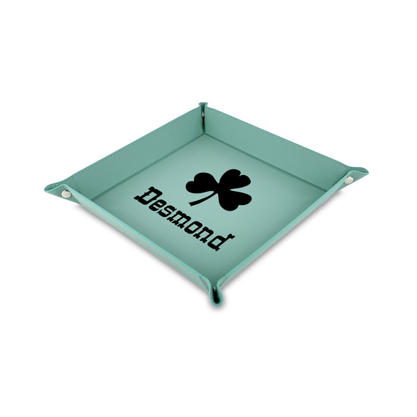 Custom St. Patrick's Day 6" x 6" Teal Faux Leather Valet Tray (Personalized)