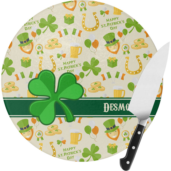Custom St. Patrick's Day Round Glass Cutting Board - Small (Personalized)