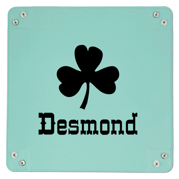 St. Patrick's Day 9" x 9" Teal Leatherette Snap Up Tray - APPROVAL