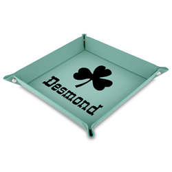 St. Patrick's Day 9" x 9" Teal Faux Leather Valet Tray (Personalized)
