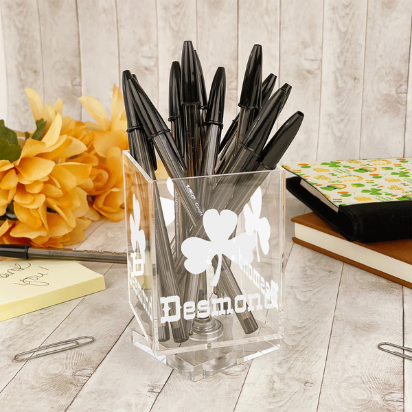 St. Patrick's Day Acrylic Pencil Holder - IN CONTEXT