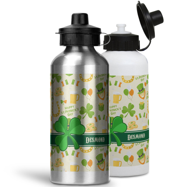 St. Patrick's Day Aluminum Water Bottles - MAIN (white &silver)