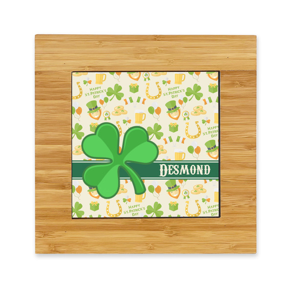 Custom St. Patrick's Day Bamboo Trivet with Ceramic Tile Insert (Personalized)