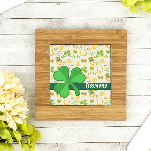 St. Patrick's Day Bamboo Trivet with 6" Tile - LIFESTYLE