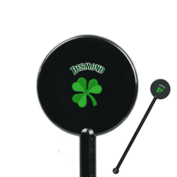 Custom St. Patrick's Day 5.5" Round Plastic Stir Sticks - Black - Single Sided (Personalized)