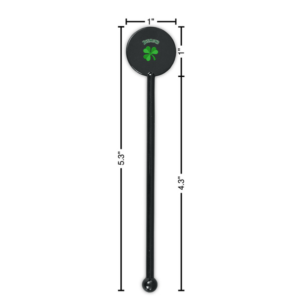 St. Patrick's Day Black Plastic 5.5" Stir Stick - Round - Dimensions