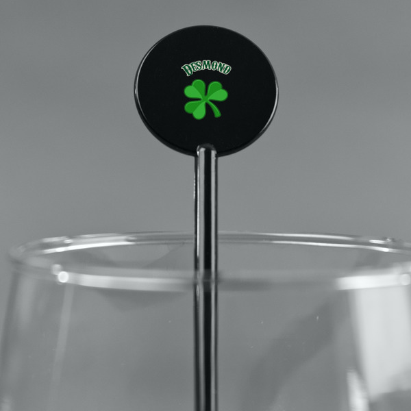St. Patrick's Day Black Plastic 5.5" Stir Stick - Round - Main