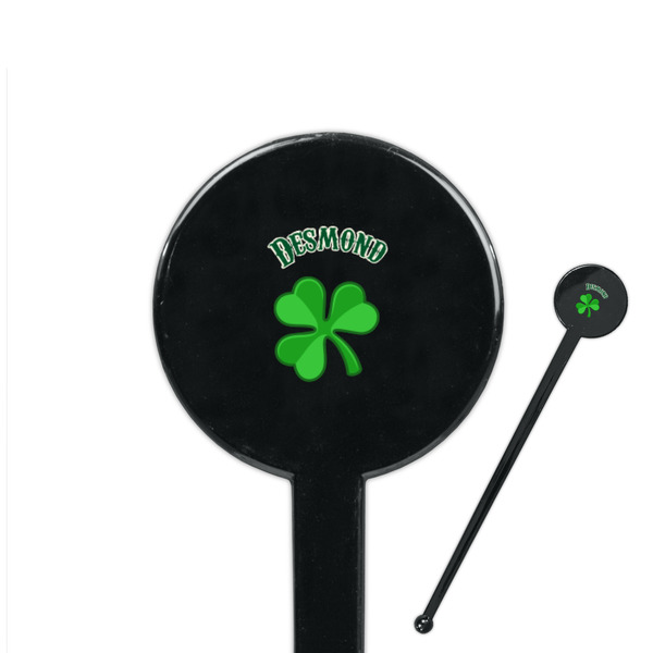 Custom St. Patrick's Day 7" Round Plastic Stir Sticks - Black - Single Sided (Personalized)