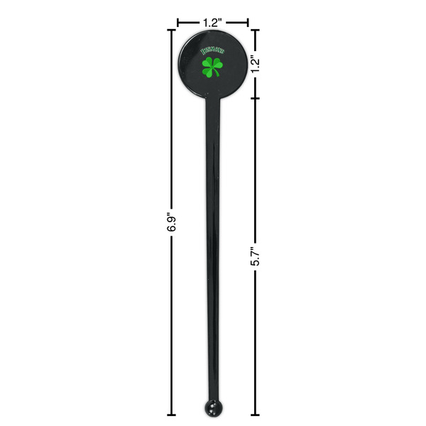 St. Patrick's Day Black Plastic 7" Stir Stick - Round - Dimensions