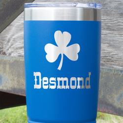 St. Patrick's Day 20 oz Stainless Steel Tumbler - Royal Blue - Double Sided (Personalized)