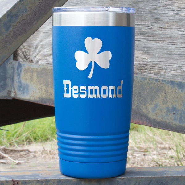 Custom St. Patrick's Day 20 oz Stainless Steel Tumbler - Royal Blue - Single Sided (Personalized)