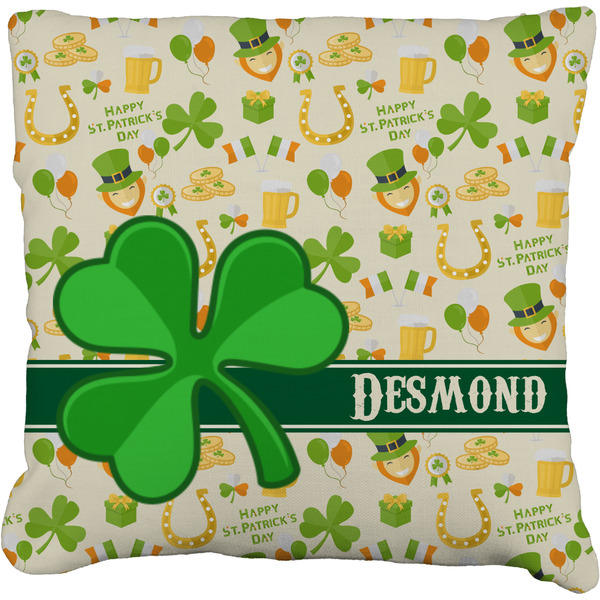 Custom St. Patrick's Day Faux-Linen Throw Pillow 16" (Personalized)