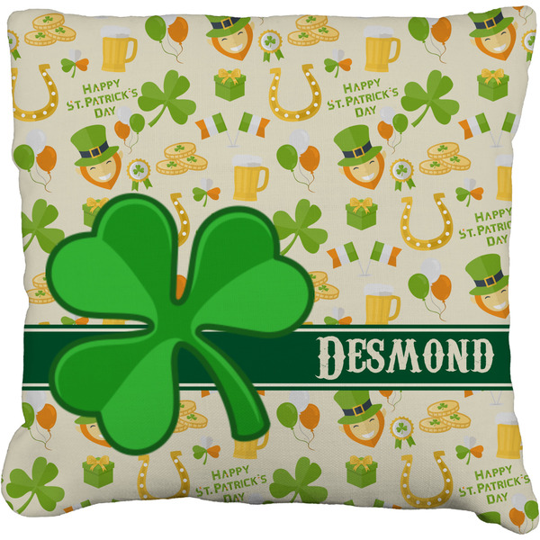 Custom St. Patrick's Day Faux-Linen Throw Pillow 18" (Personalized)