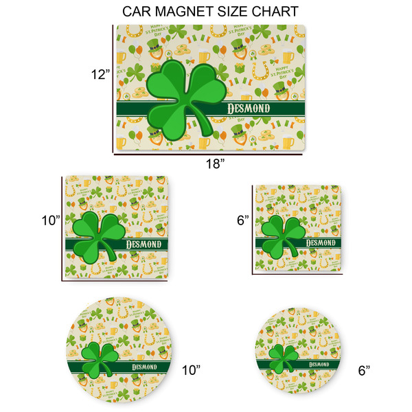 St. Patrick's Day Car Magnets - SIZE CHART