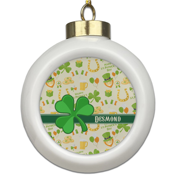 Custom St. Patrick's Day Ceramic Ball Ornament (Personalized)