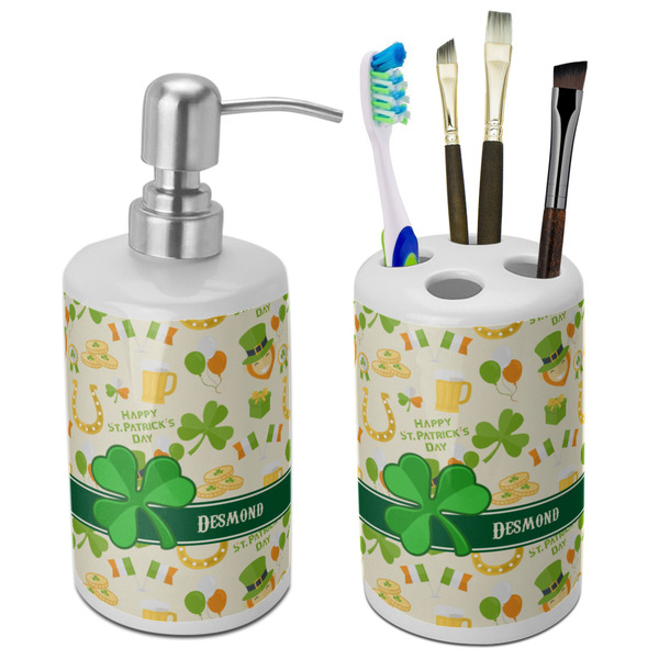 Custom St. Patrick's Day Ceramic Bathroom Accessories Set (Personalized)