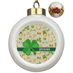 St. Patrick's Day Ceramic Ball Ornaments - Poinsettia Garland (Personalized)