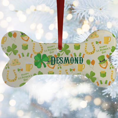 St. Patrick's Day Ceramic Dog Ornament w/ Name or Text