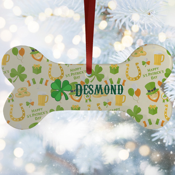 Custom St. Patrick's Day Ceramic Dog Ornament w/ Name or Text