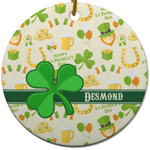 Custom St. Patrick's Day Round Ceramic Ornament w/ Name or Text