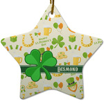St. Patrick's Day Star Ceramic Ornament w/ Name or Text
