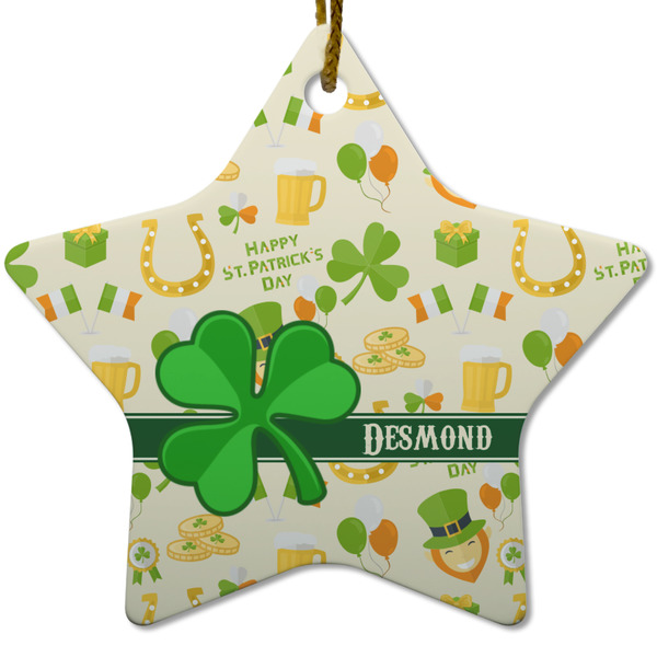 Custom St. Patrick's Day Star Ceramic Ornament w/ Name or Text