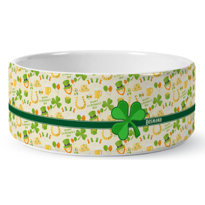 St. Patrick's Day Ceramic Dog Bowl - Medium (Personalized)