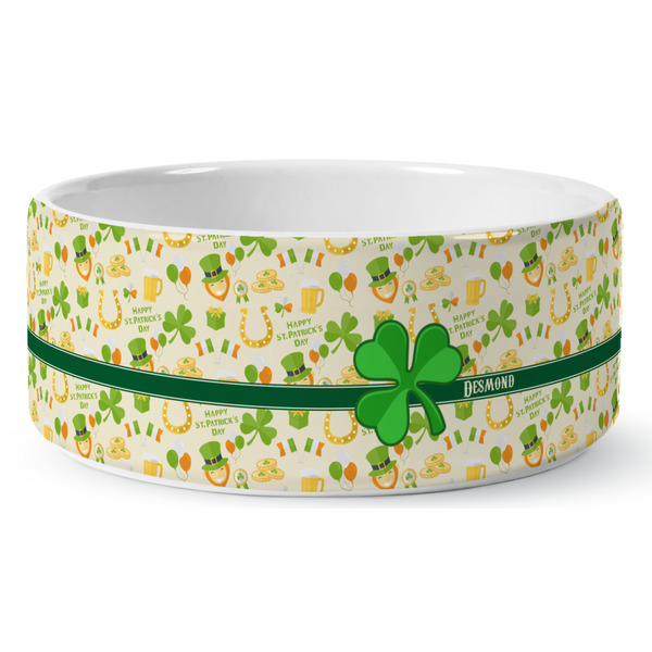 Custom St. Patrick's Day Ceramic Dog Bowl - Large (Personalized)