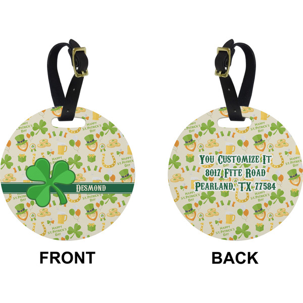 St. Patrick's Day Circle Luggage Tag (Front + Back)