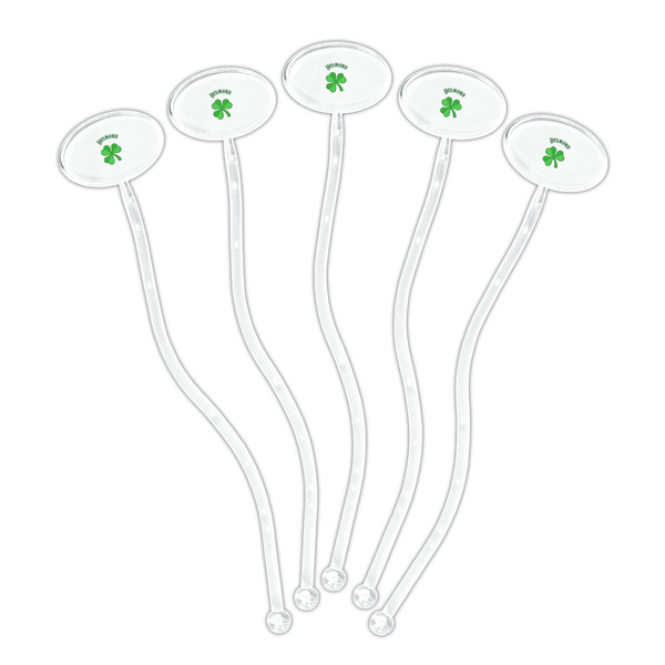 St. Patrick's Day Clear Plastic 7" Stir Stick - Oval - Fan