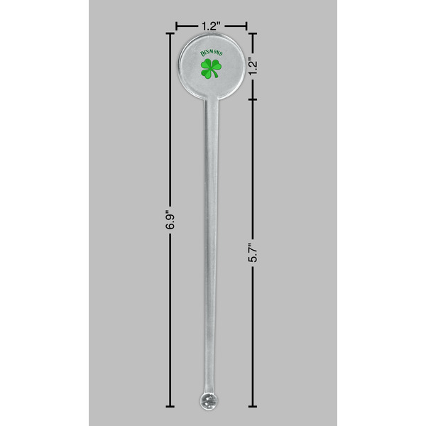St. Patrick's Day Clear Plastic 7" Stir Stick - Round - Dimensions