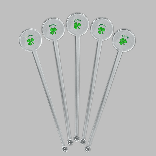 St. Patrick's Day Clear Plastic 7" Stir Stick - Round - Fan View