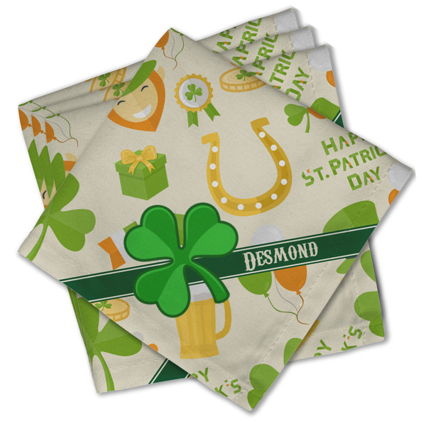Custom St. Patrick's Day Cloth Cocktail Napkins - Set of 4 w/ Name or Text