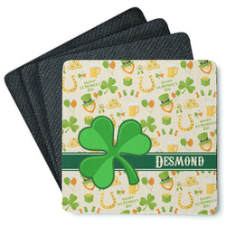 St. Patrick's Day Square Rubber Backed Coasters - Set of 4 (Personalized)