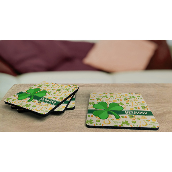 St. Patrick's Day Coaster Rubber Back - On Coffee Table