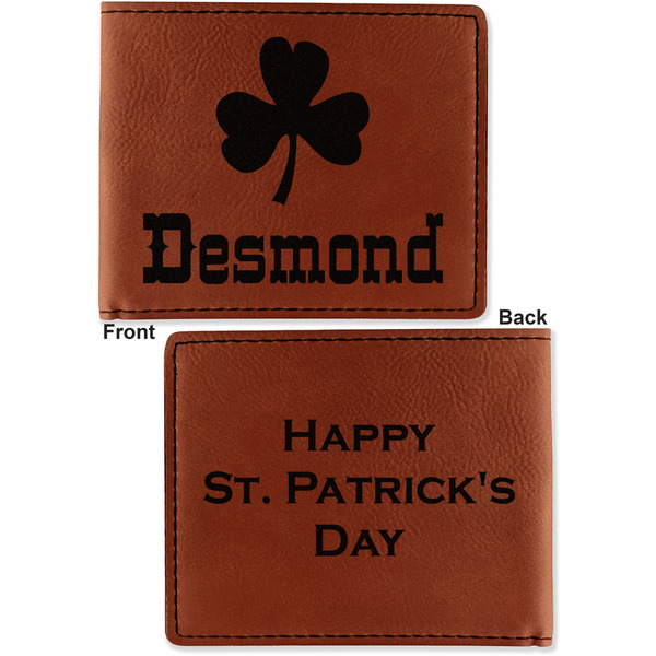 St. Patrick's Day Cognac Leatherette Bifold Wallets - Front and Back