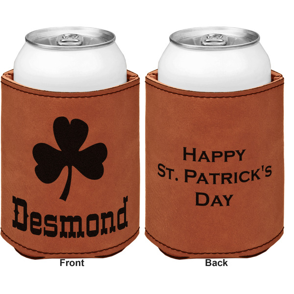 St. Patrick's Day Cognac Leatherette Can Sleeve - Double Sided Front and Back