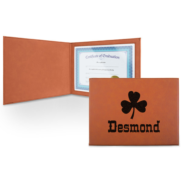 Custom St. Patrick's Day Leatherette Certificate Holder - Front (Personalized)