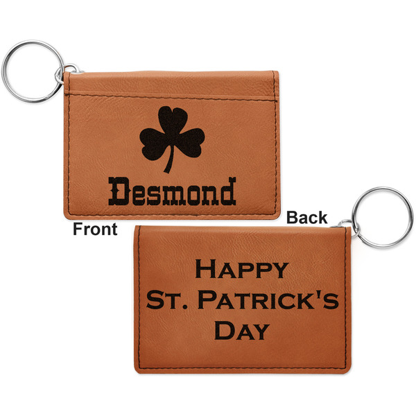 St. Patrick's Day Cognac Leatherette Keychain ID Holders - Front and Back Apvl