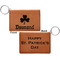 St. Patrick's Day Cognac Leatherette Keychain ID Holders - Front and Back Apvl
