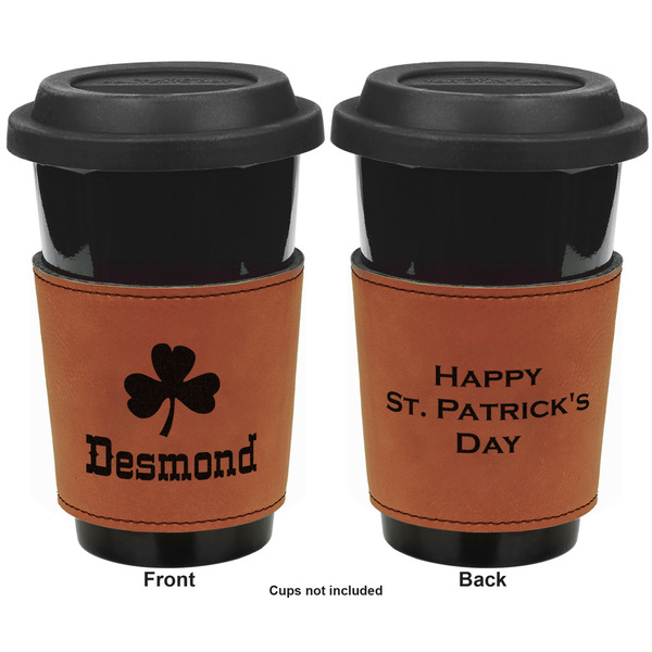 St. Patrick's Day Cognac Leatherette Mug Sleeve - Double Sided Apvl