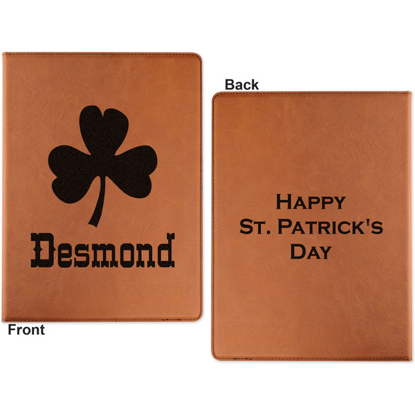 St. Patrick's Day Cognac Leatherette Portfolios with Notepad - Small - Double Sided- Apvl
