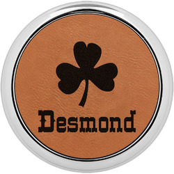 St. Patrick's Day Leatherette Round Coaster w/ Silver Edge - Single or Set (Personalized)