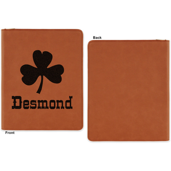 St. Patrick's Day Cognac Leatherette Zipper Portfolios with Notepad - Single Sided - Apvl