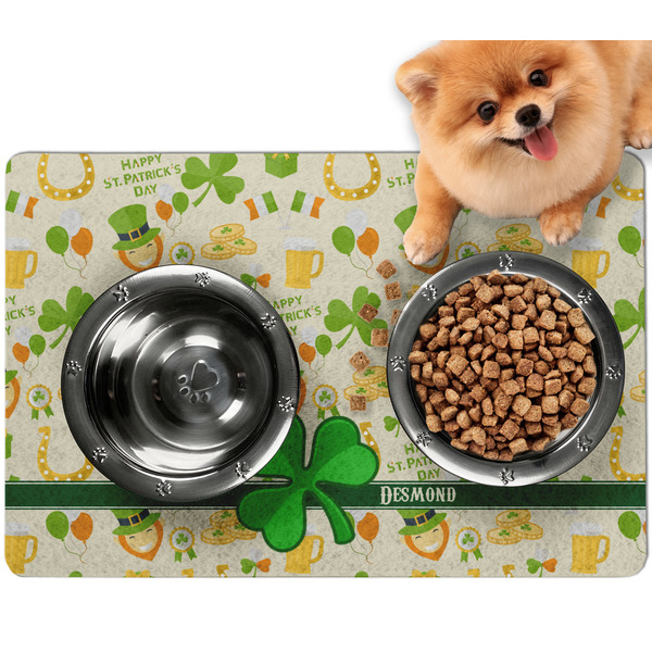 Custom St. Patrick's Day Dog Food Mat - Small w/ Name or Text