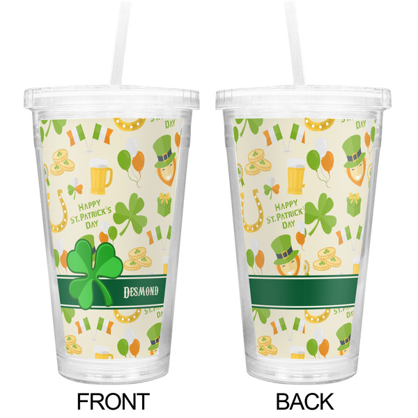 St. Patrick's Day Double Wall Tumbler with Straw - Approval