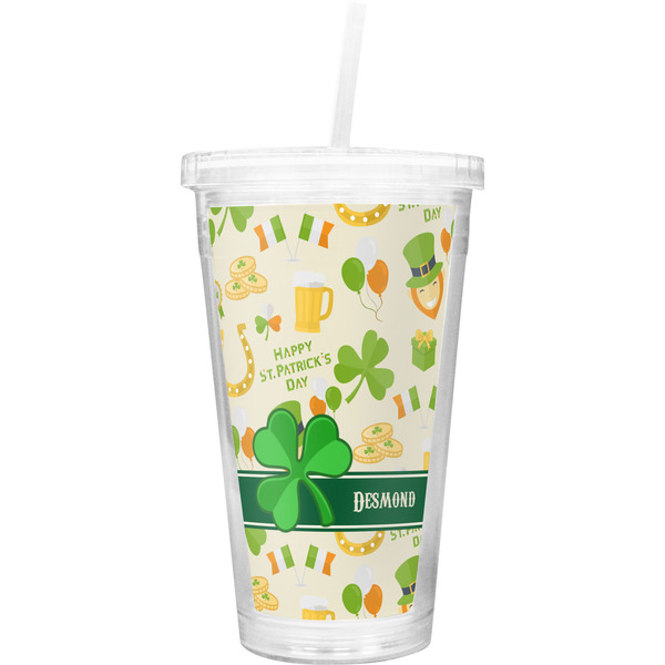 Custom St. Patrick's Day Double Wall Tumbler with Straw (Personalized)